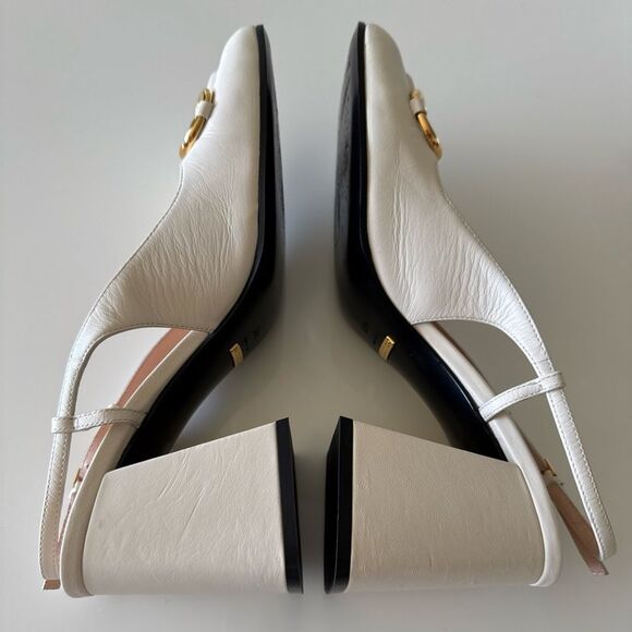GUCCI Baby Horsebit Slingback Block Heel Pump White Ivory Size EU 40.5 US 10.5 - Picture 4 of 8